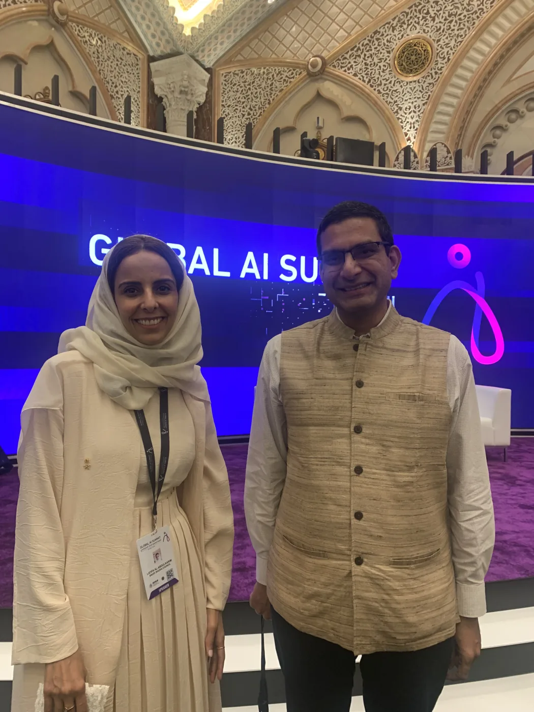 Kashyap Kompella with Dr Latifa Al-Abdulkarim at the Global AI Summit
